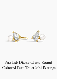 Pear Lab Diamond and Round Cultured Pearl Toi et Moi Earrings