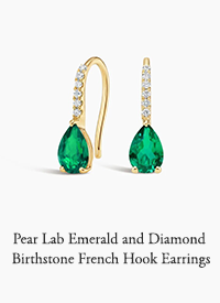 Pear Lab Emerald and Diamond Birthstone French Hook Earrings