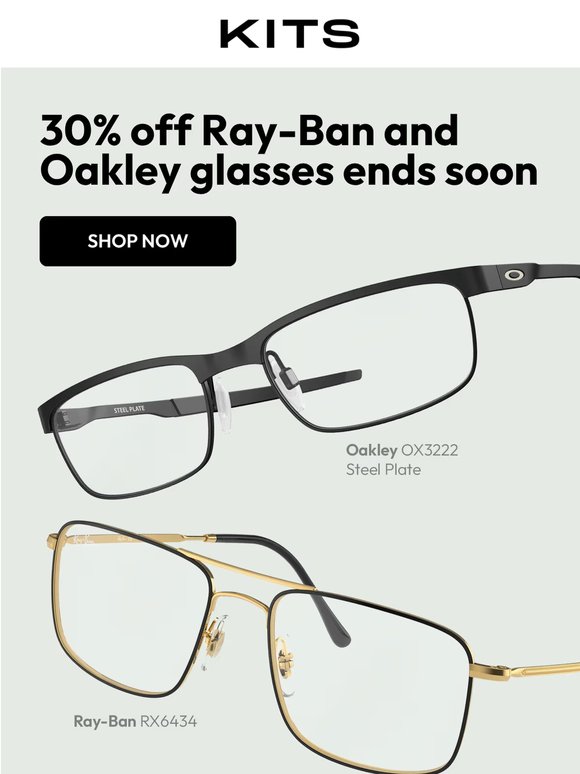 [ENDS SOON] 30% off Ray-Ban and Oakley