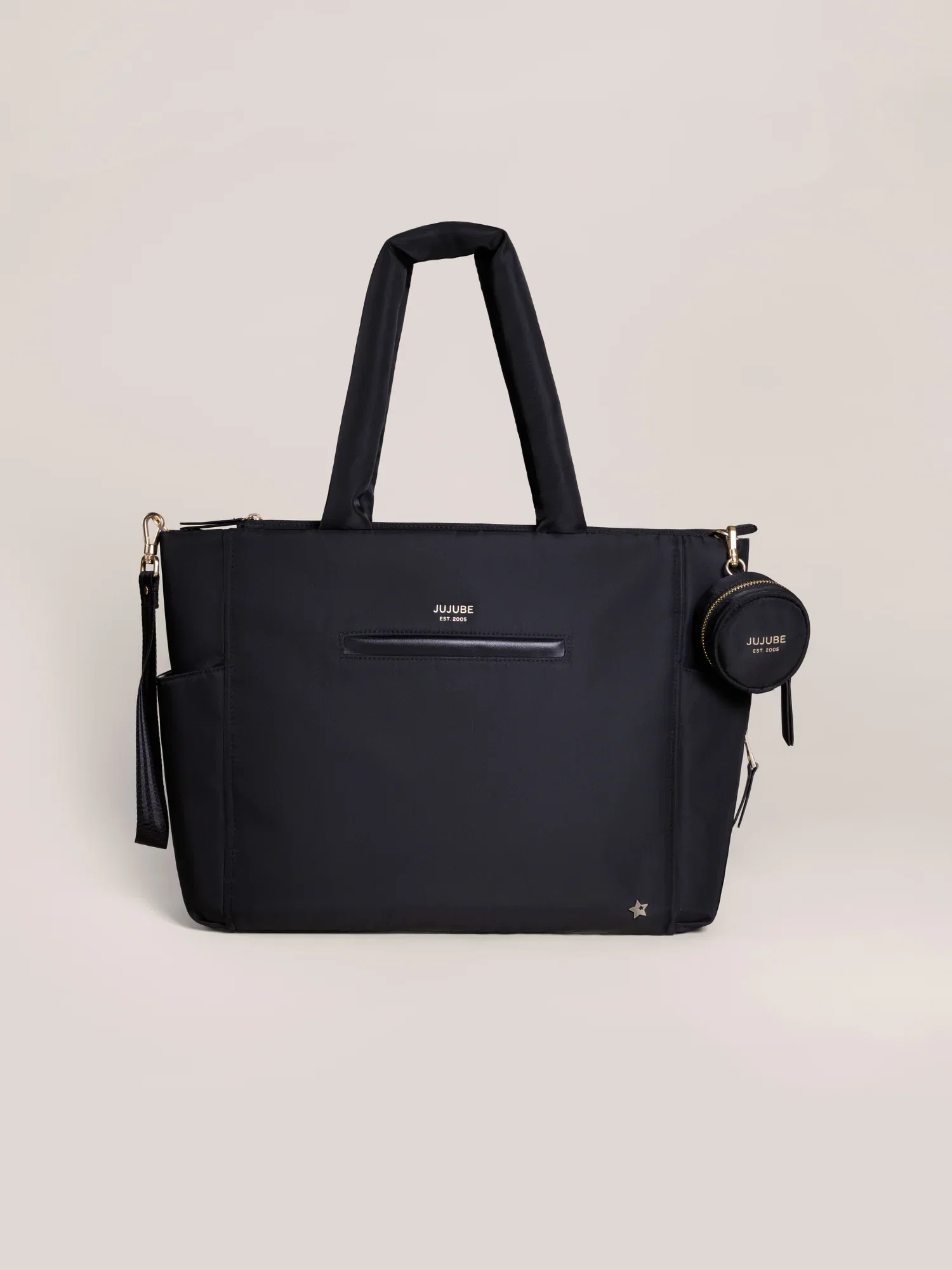 Image of Utility-Strap Tote Diaper Bag - Black