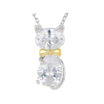 White Cubic Zirconia 18k Yellow Gold and Rhodium Over Sterling Silver Pendant 2.97ctw