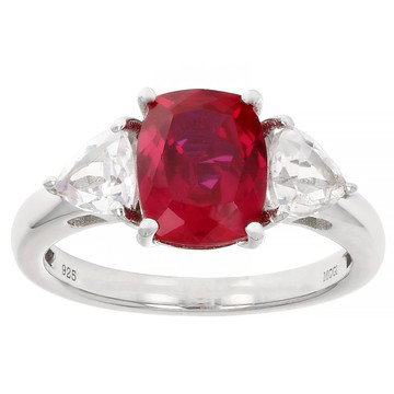 Red Lab Created Ruby Rhodium Over Sterling Silver Ring 2.55ctw