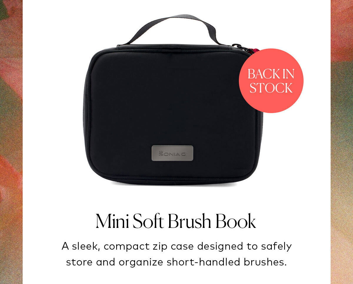 Shop the Sonia G. Mini Soft Brush Book on Beautylish.com, Shop the Sonia G. Double Decker Case on Beautylish.com, now comes with a free microfiber brush cleaning cloth.