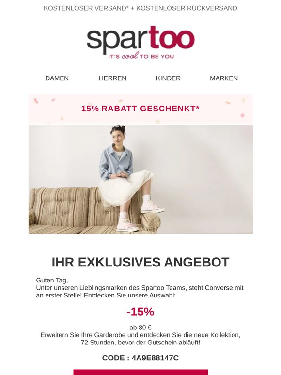 ☝ Sonderangebot: 15% Rabatt auf die Marke Converse: Sie dürfen schwach werden.