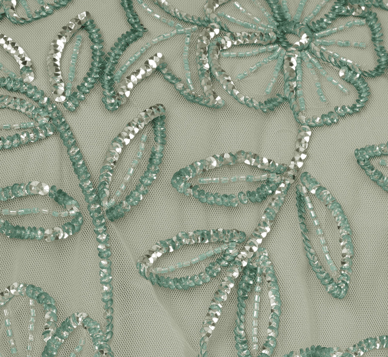 Image of Sleeveless Blouson Mermaid Gown With Jasmine Beading In Aqua Dust