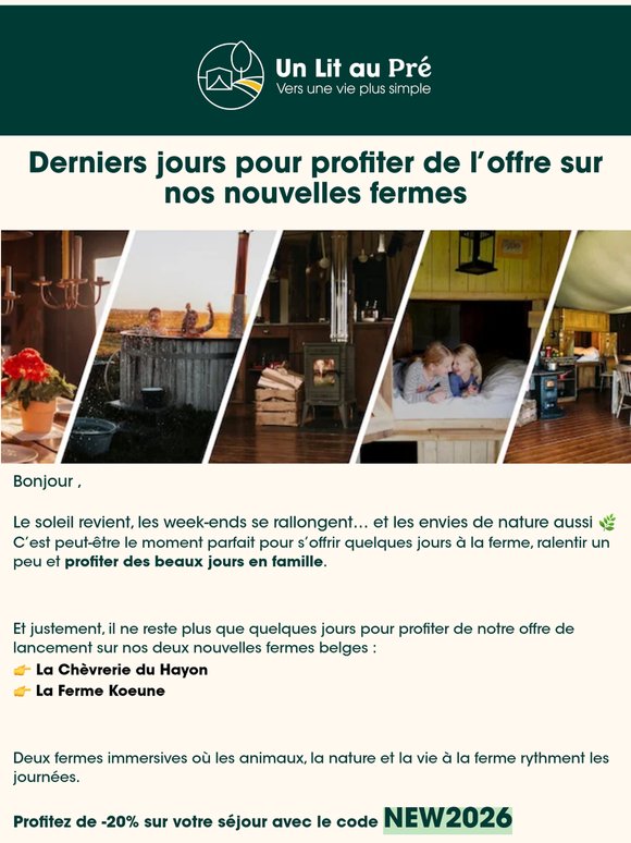 Dernière chance pour profiter de -20% sur nos nouvelles fermes belges