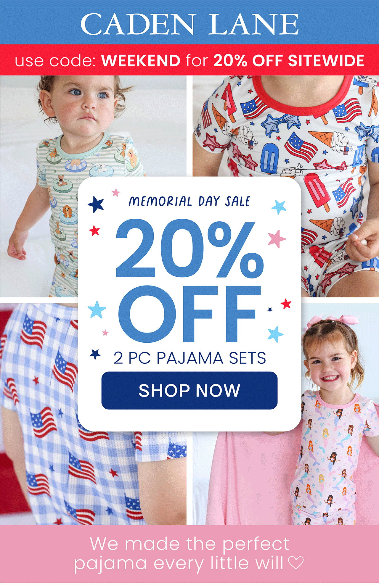 Memorial Day Sale 20% OFF 2PC Pajama Sets SHOP NOW use code: WEEKEND
