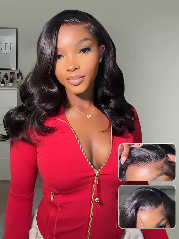Wavymy Face-Framing Curtain Bangs Layered Cut Body Wave Pre-Cut Lace Wear Go Glueless Pre-bleached Wigs 180% Density