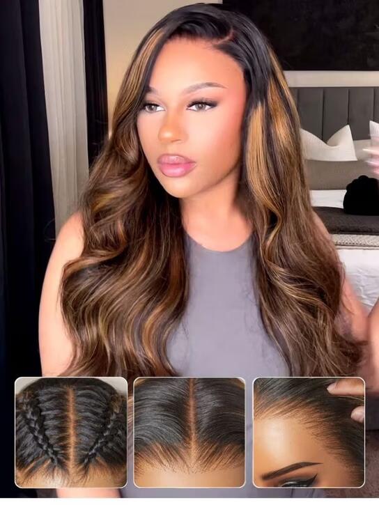 Wavymy Highlight Balayage Body Wave 13x4 & 13x6 Lace Frontal Wear & Go Glueless Pre-Everything Wigs 180% Density