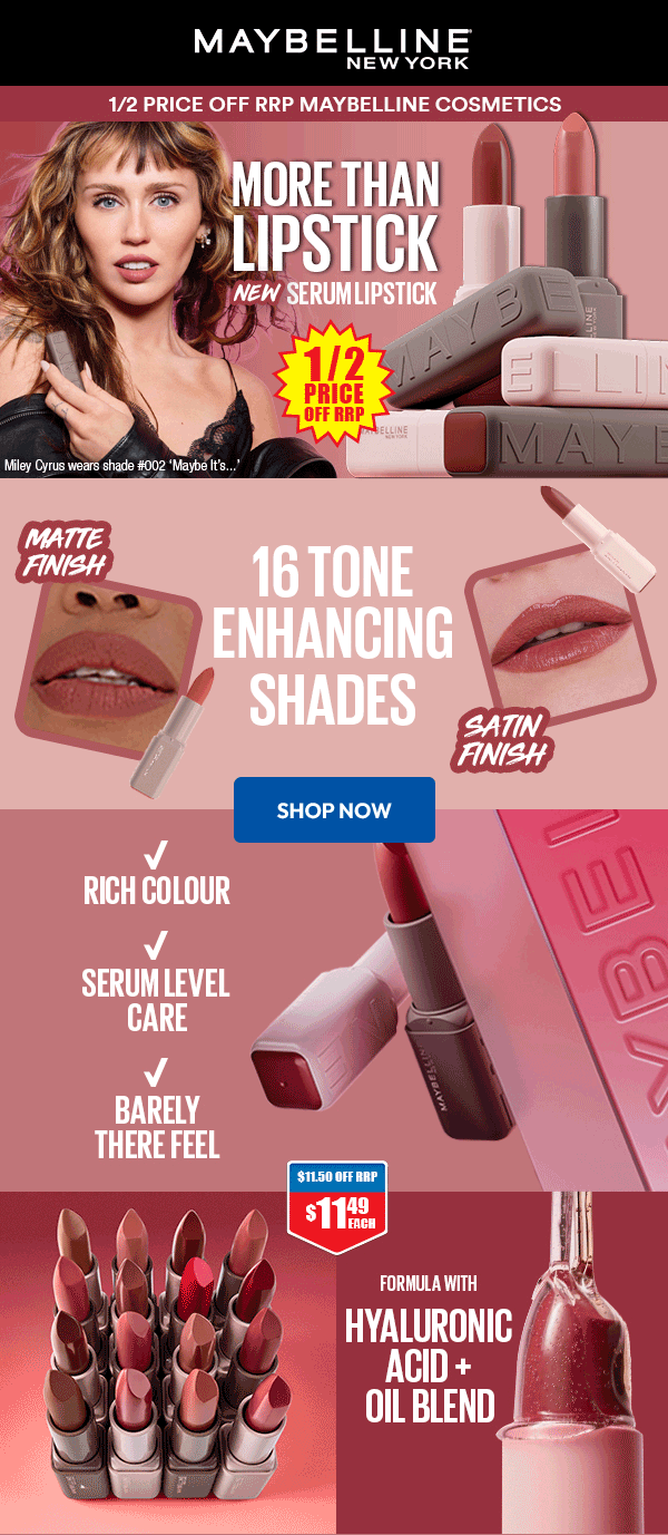 NEW Maybelline Serum Lipstick now 1/2 price off RRP
