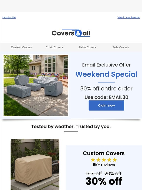 Covers you love. 30% off this weekend
