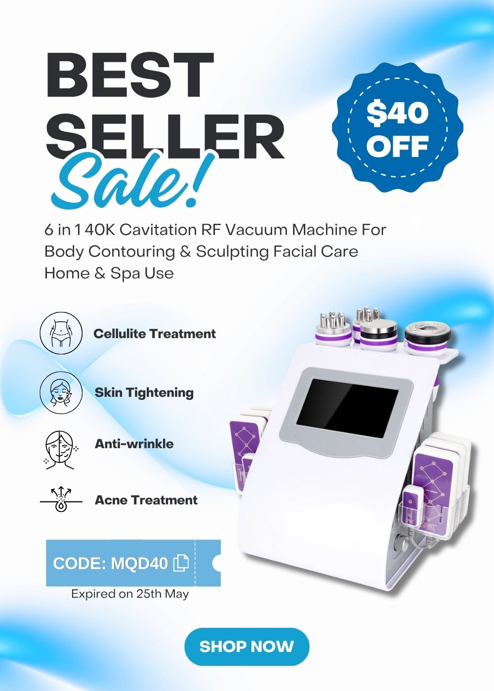 6 in 1 40K Cavitation RF Vacuum Slimming Machine