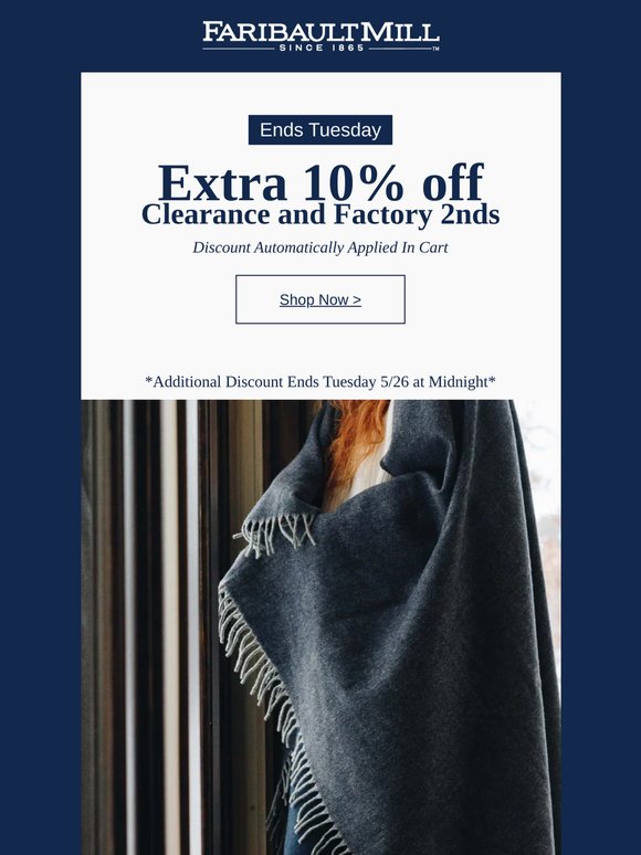 Memorial Weekend Savings – Extra 10% Off Clearance & Factory 2nds!