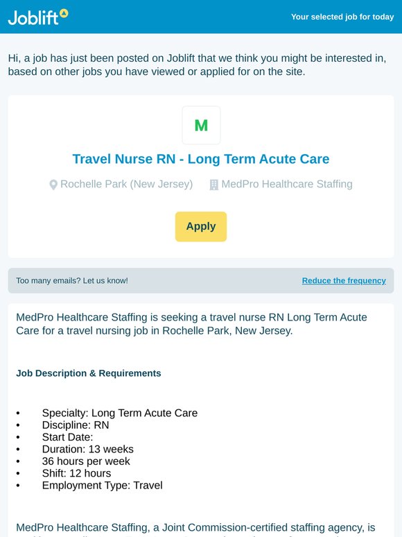 A new job highlight at MedPro Healthcare Staffing