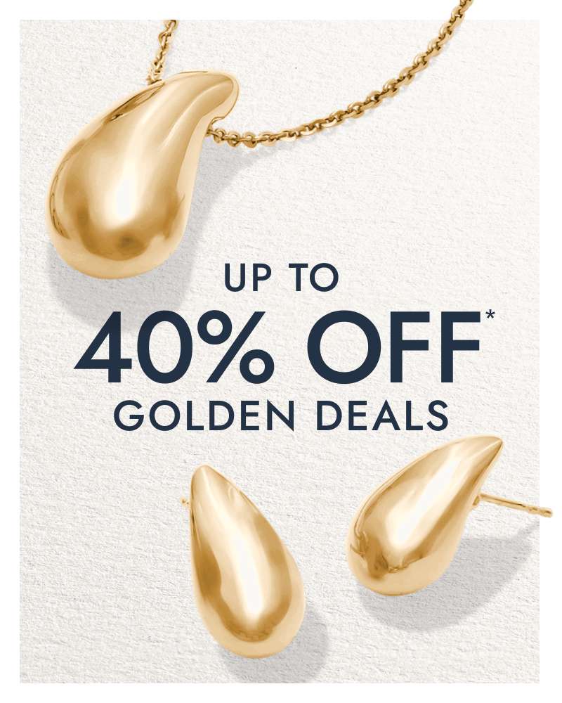 Gold teardrop pendant necklace and matching earrings. Up to 40% OFF Golden Deals.