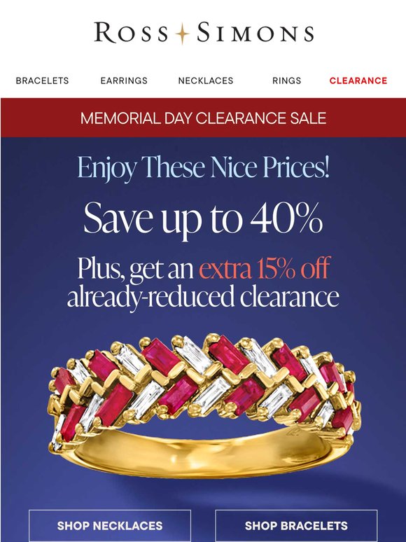 Clearance: Save up to 40% | Extra 15% off already-reduced styles