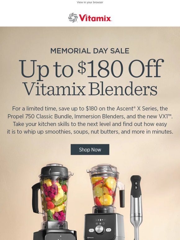 Time Is Running Out: Save up to $180 on Select Vitamix Blenders