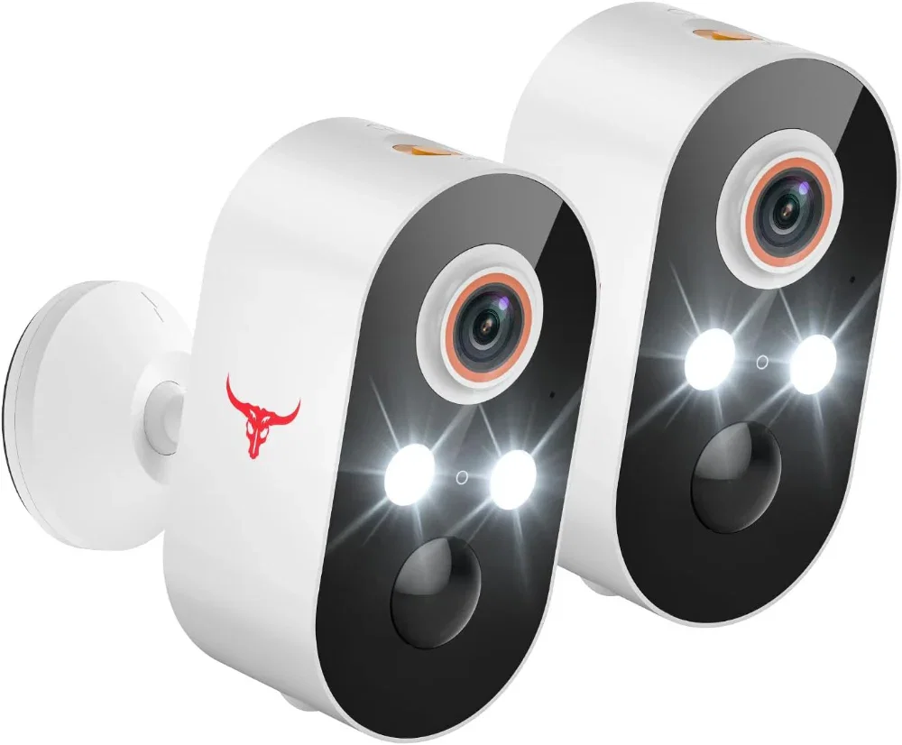 2-Pack 1080P Wireless Outdoor Security Cameras – Bullet Surveillance with 2-Way Talk, Low Light Night Vision