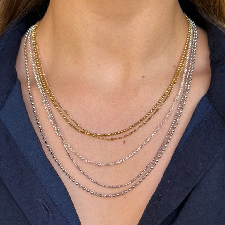 Lizzy James | Luna Gold & Silver 5-Strand Layered Necklace | Mixed Metal Statement Piece