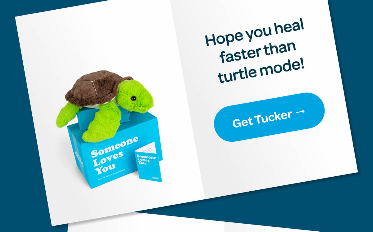 Hope you heal faster than turtle mode! [Get Tucker]