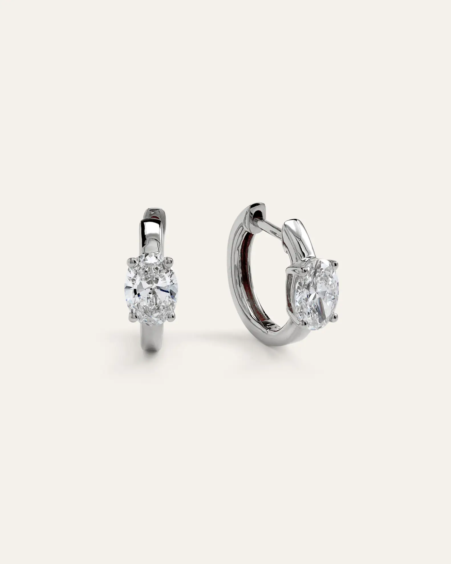 14K Gold Lab Grown Diamond Oval Solitaire Huggies - 1ctw