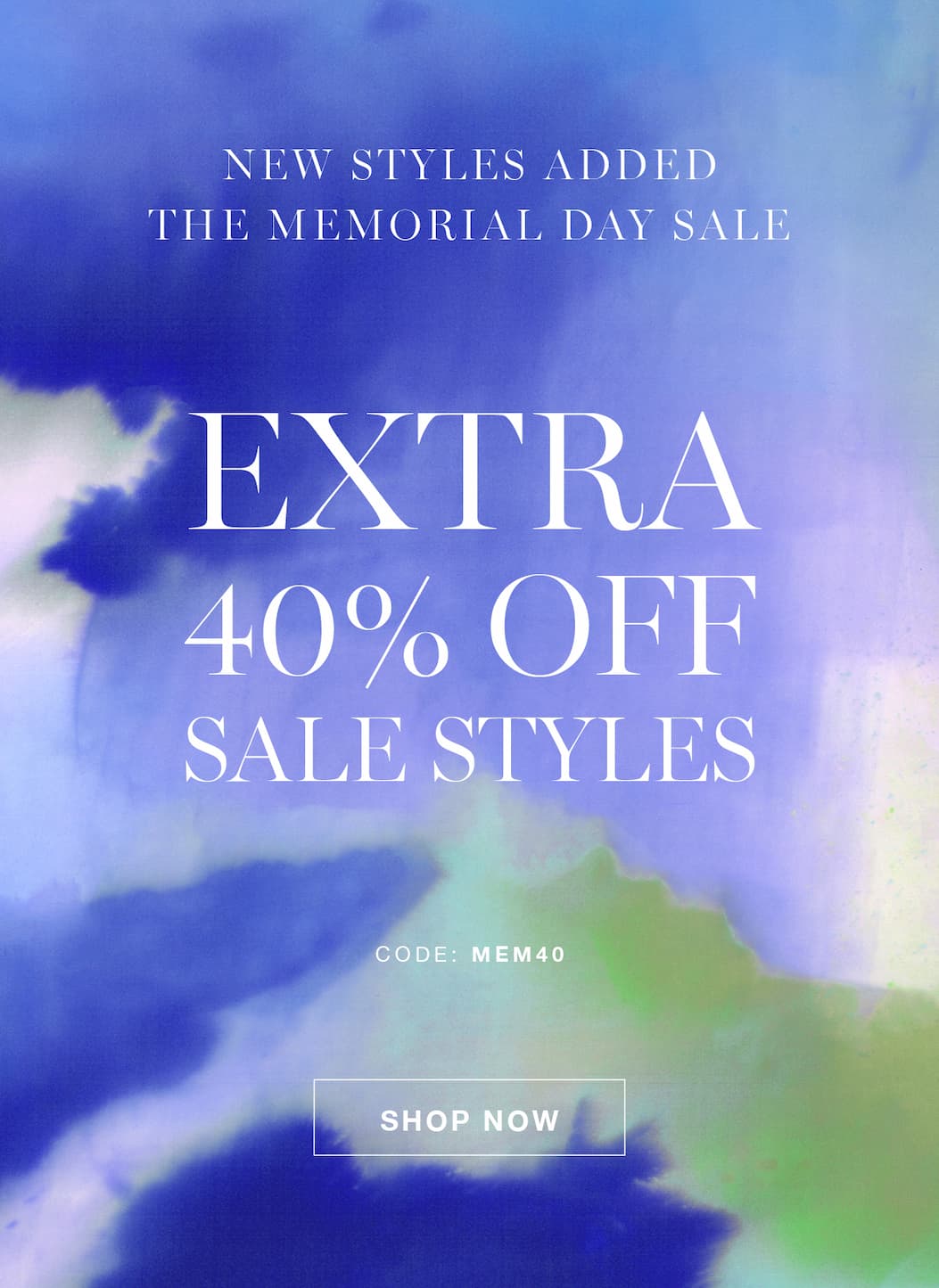 Extra 40% off all sale styles with code MEM40 at checkout. Ends 5/28.  