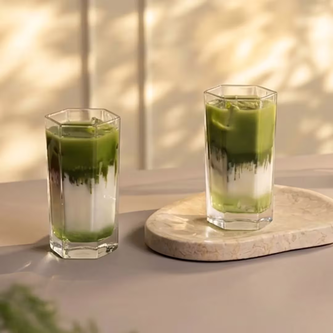 Coconut and cucumber matcha drink