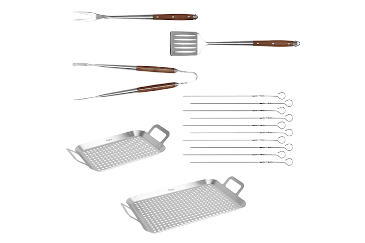 Grillset Flaming med 6 delar i rostfritt stål