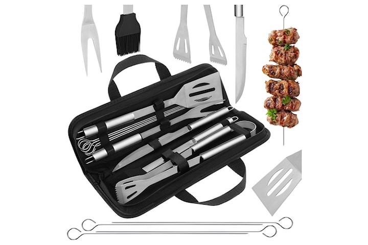 Grillverktyg 9 delar med förvaringsväska – grillset i rostfritt stål