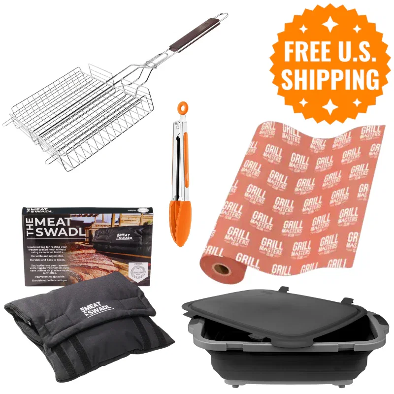 Image of Competition BBQ Bundle: Grill Basket, Resting Blanket, Butcher Paper, XL Prep Tub & Tongs