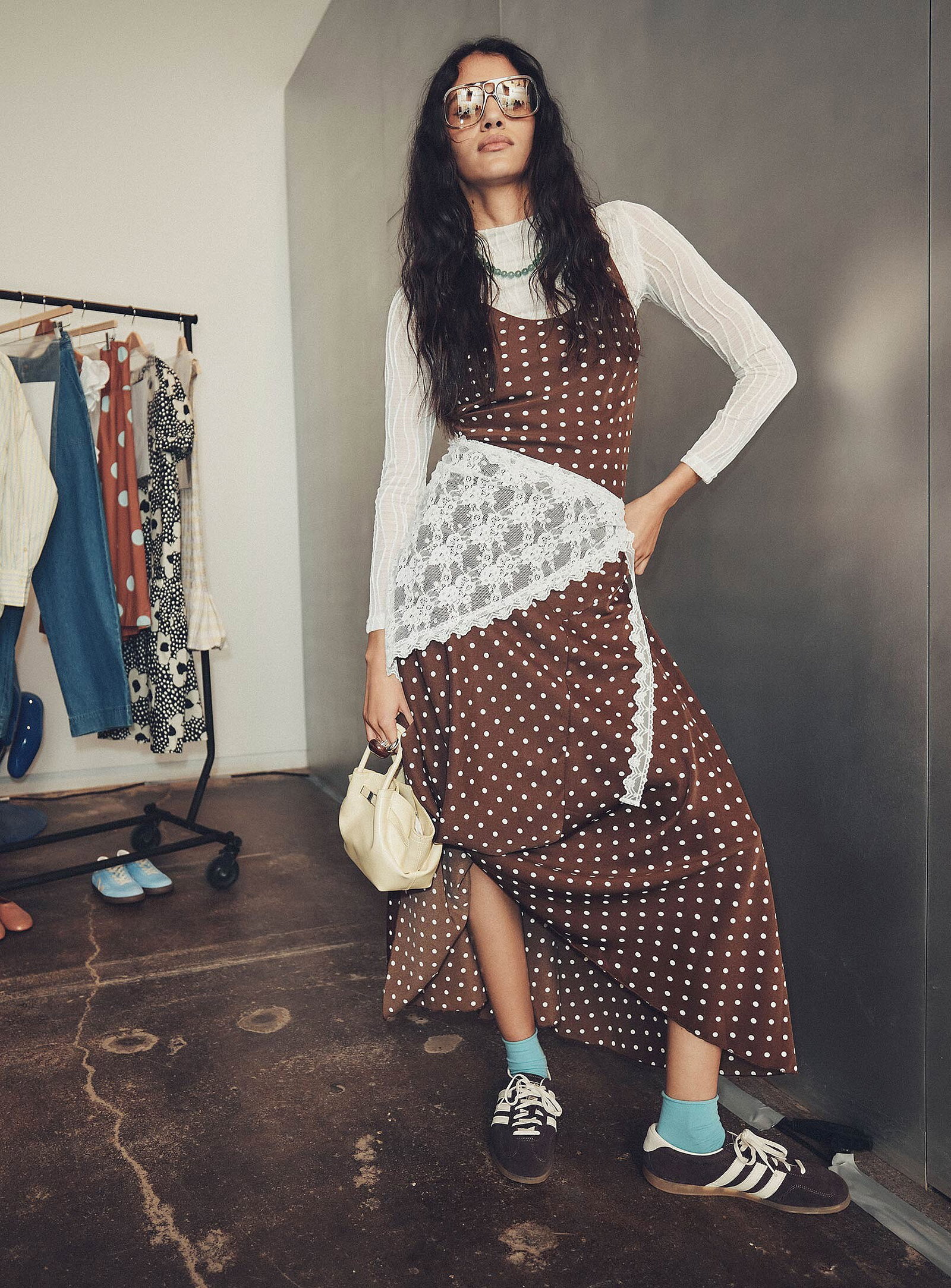 Polka dot sleeveless mermaid maxi dress