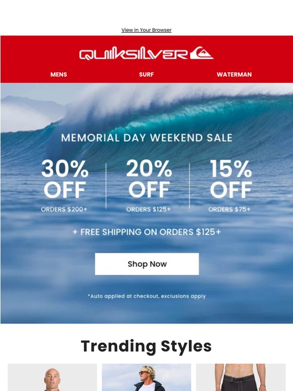 ICYMI: 30% off $200 • 20% off $125 • 15% off $75+ Free Shipping