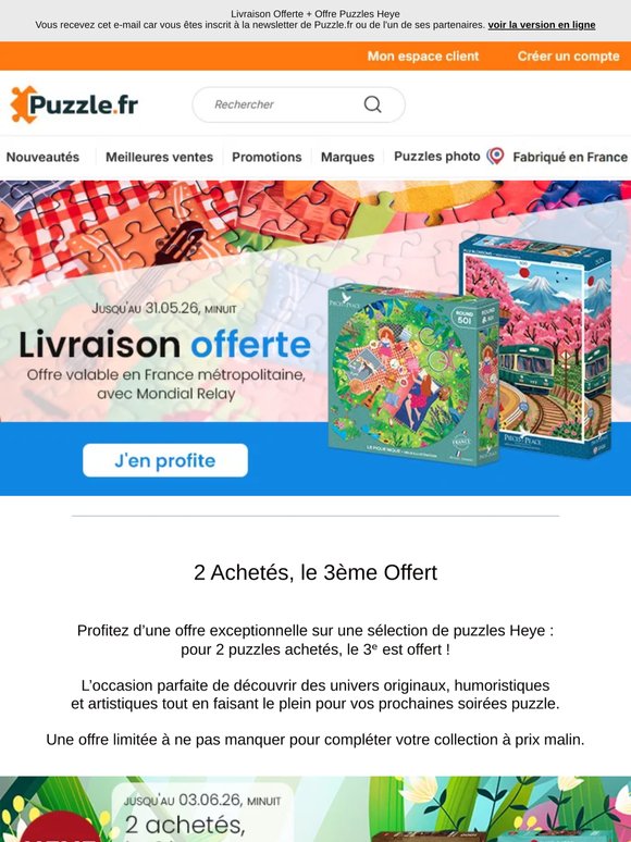 Livraison Offerte + Offre Puzzles Heye
