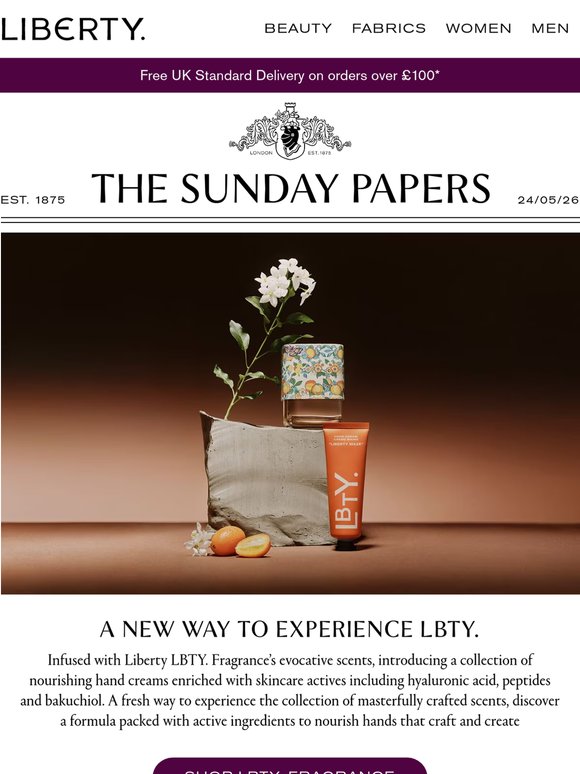 The Sunday Papers: LBTY. hand creams are here!