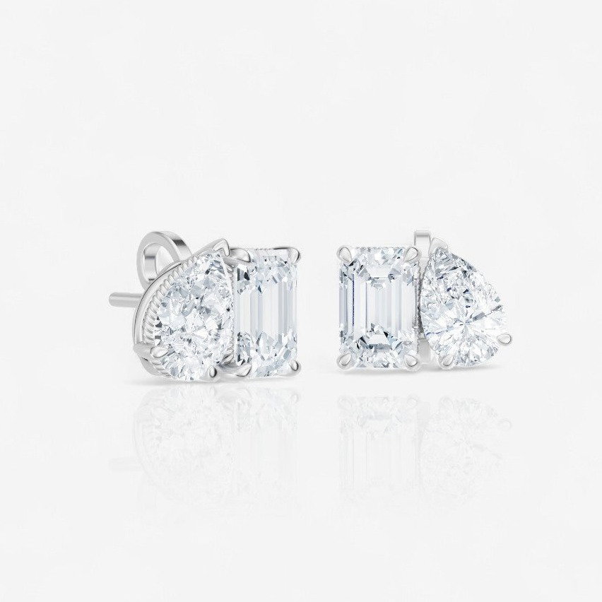 toi et moi diamond stud earrings