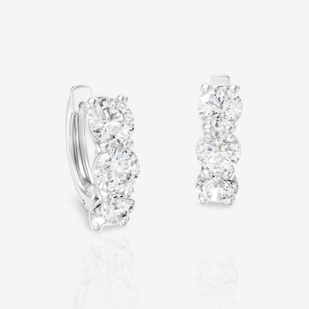 three-stone diamond huggie earrings