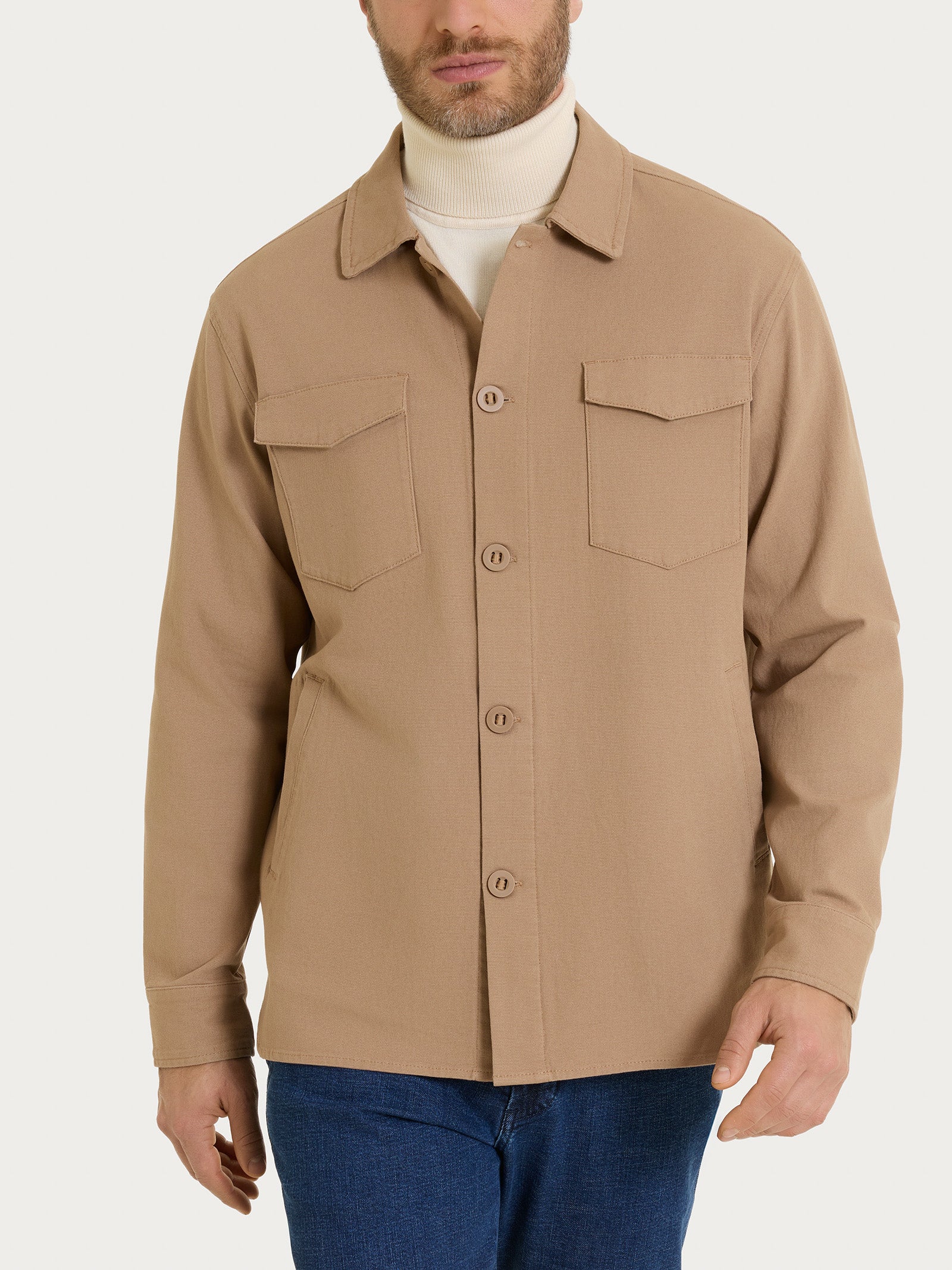 Image of Shacket in Canvas Stretch - Tiger's Eye