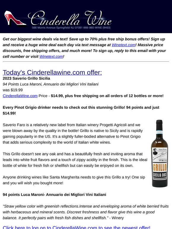 2023 Saverio Grillo Sicilia (94 LM) Free Ship on 12