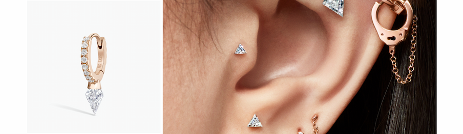 Silhouette Diamond Short Spike Eternity Hoop Earring