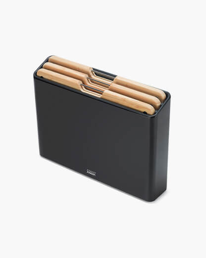 Folio™ Steel 3-Piece Bamboo Chopping Board Set With Black Stainless-Steel Case