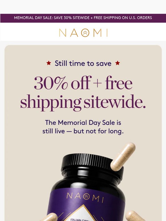 Still time to save — 30% off + free shipping