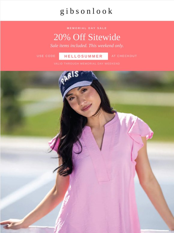 Memorial Day Sale. 20% Off Sitewide.