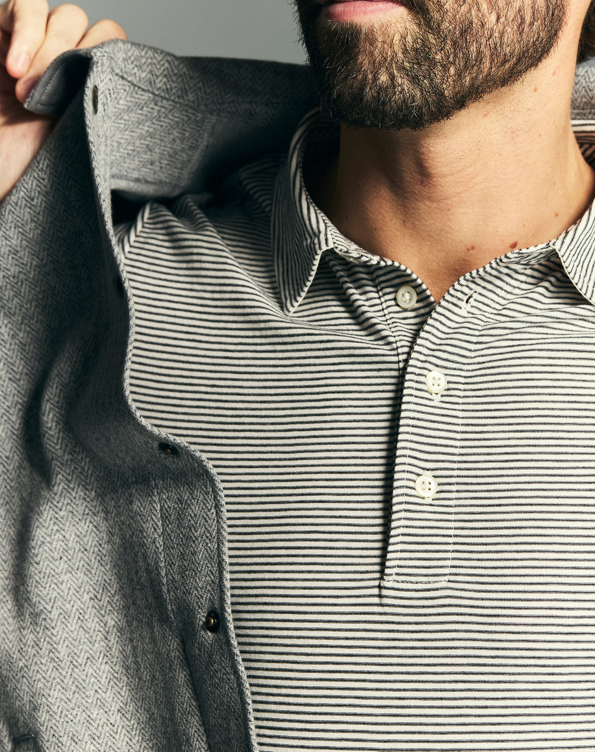 Model wears Billy Reid summer staples.