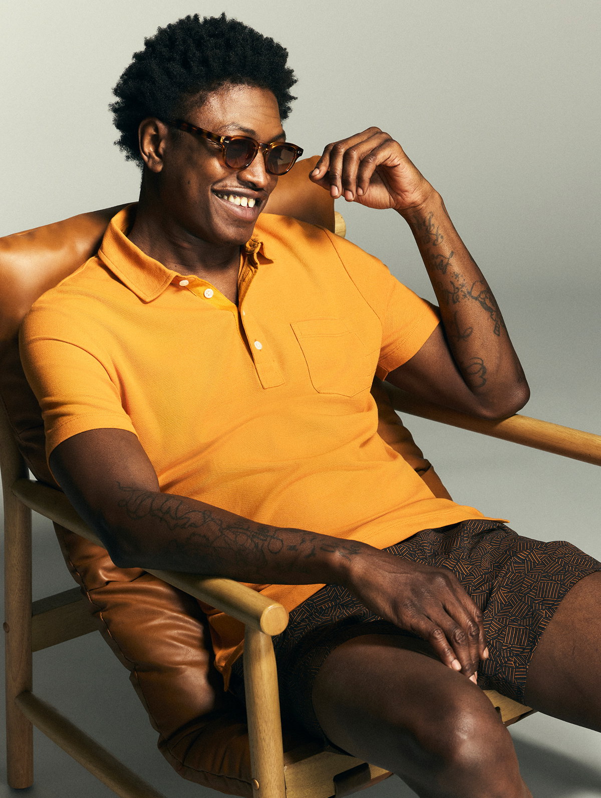 Model wears Summer Essentials from Billy Reid.