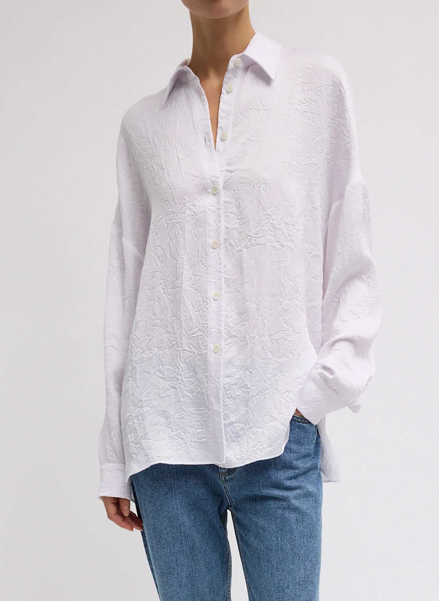 Image of Crinkle Shirting Oversized Shirt