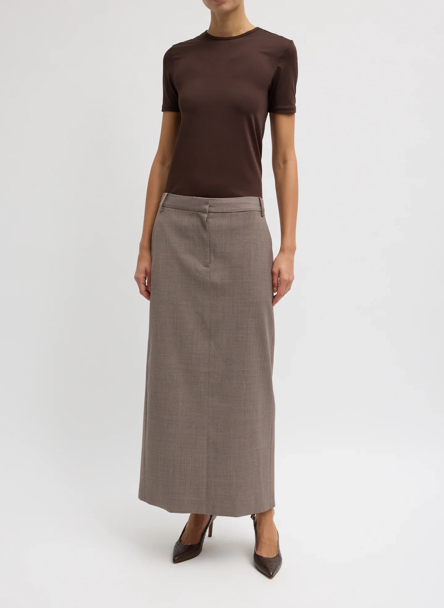 Image of Tropical Wool Maxi Trouser Skirt