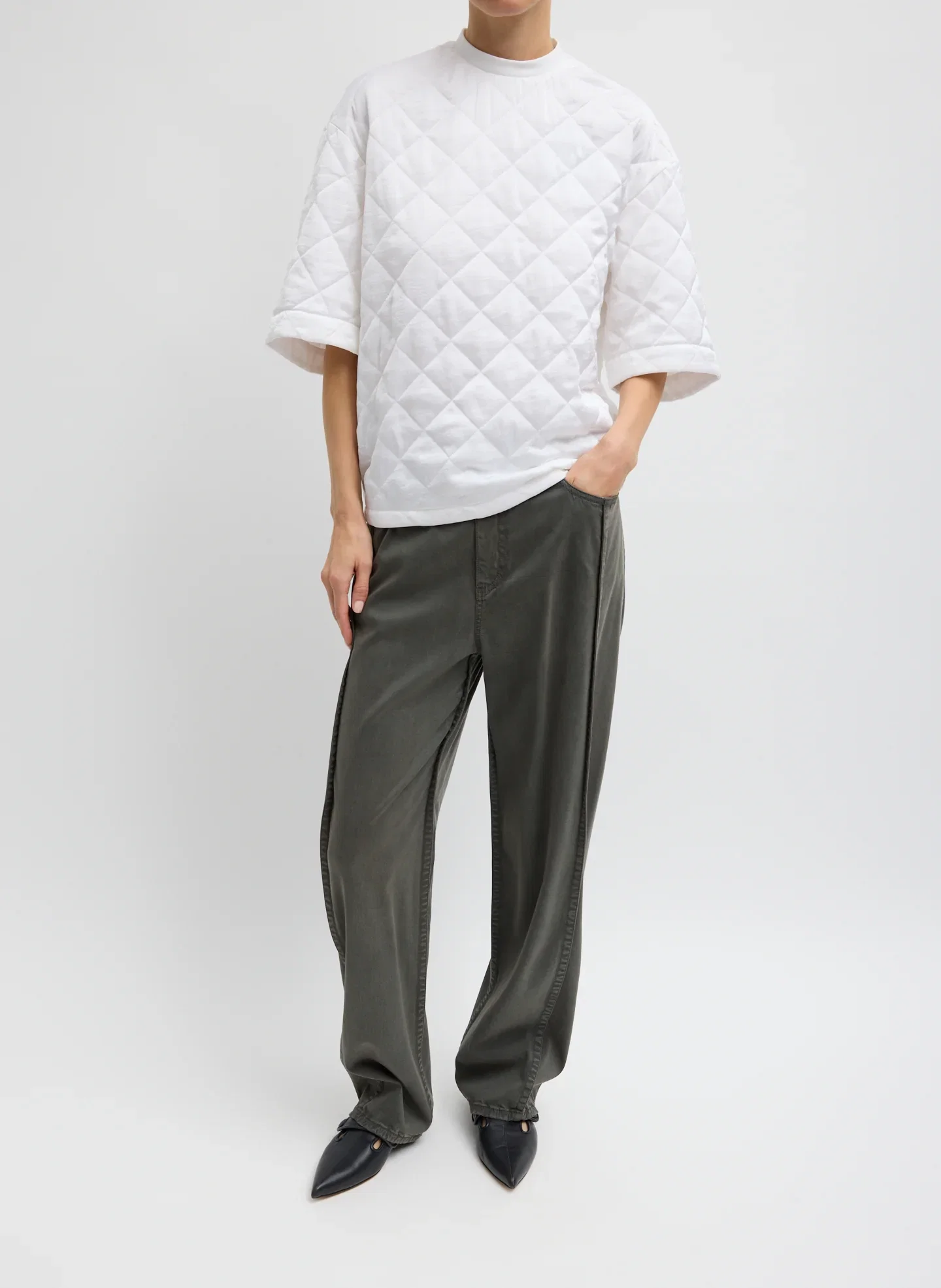 Image of Garment Dyed Stretch Twill Tuck Pant