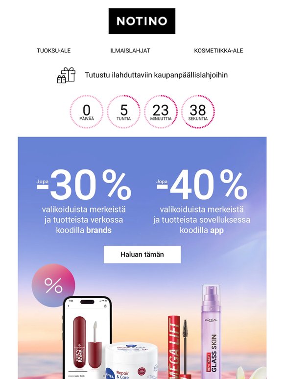 Jopa 40 %:n alennus päättyy tänään!