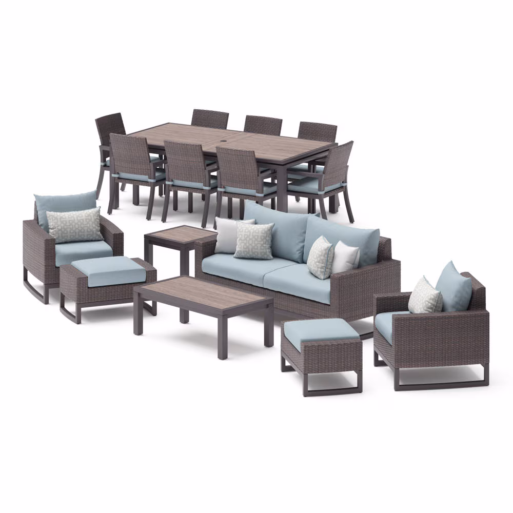 Milea™ 16 Piece Sunbrella Outdoor Patio Estate Set - Mist Blue