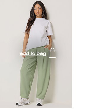 Sage Green Barrel Leg Trousers
